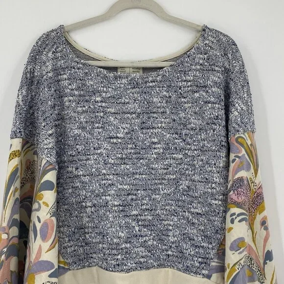Saturday Sunday Anthropologie Size Large Sweatshirt Flora Printed Dolman - Picture 6 of 16
